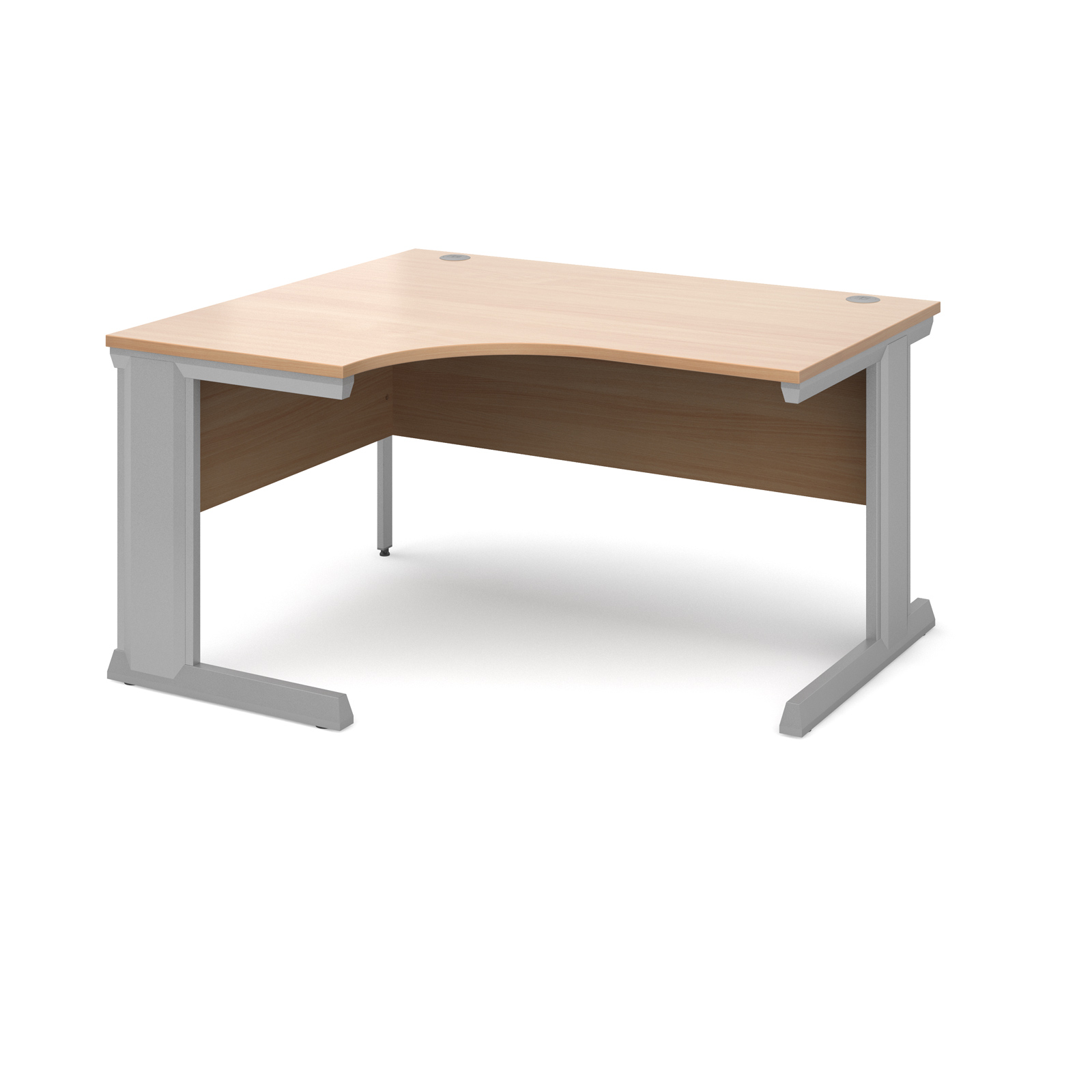 Vivo left hand ergonomic desk 1400mm - silver frame, beech top