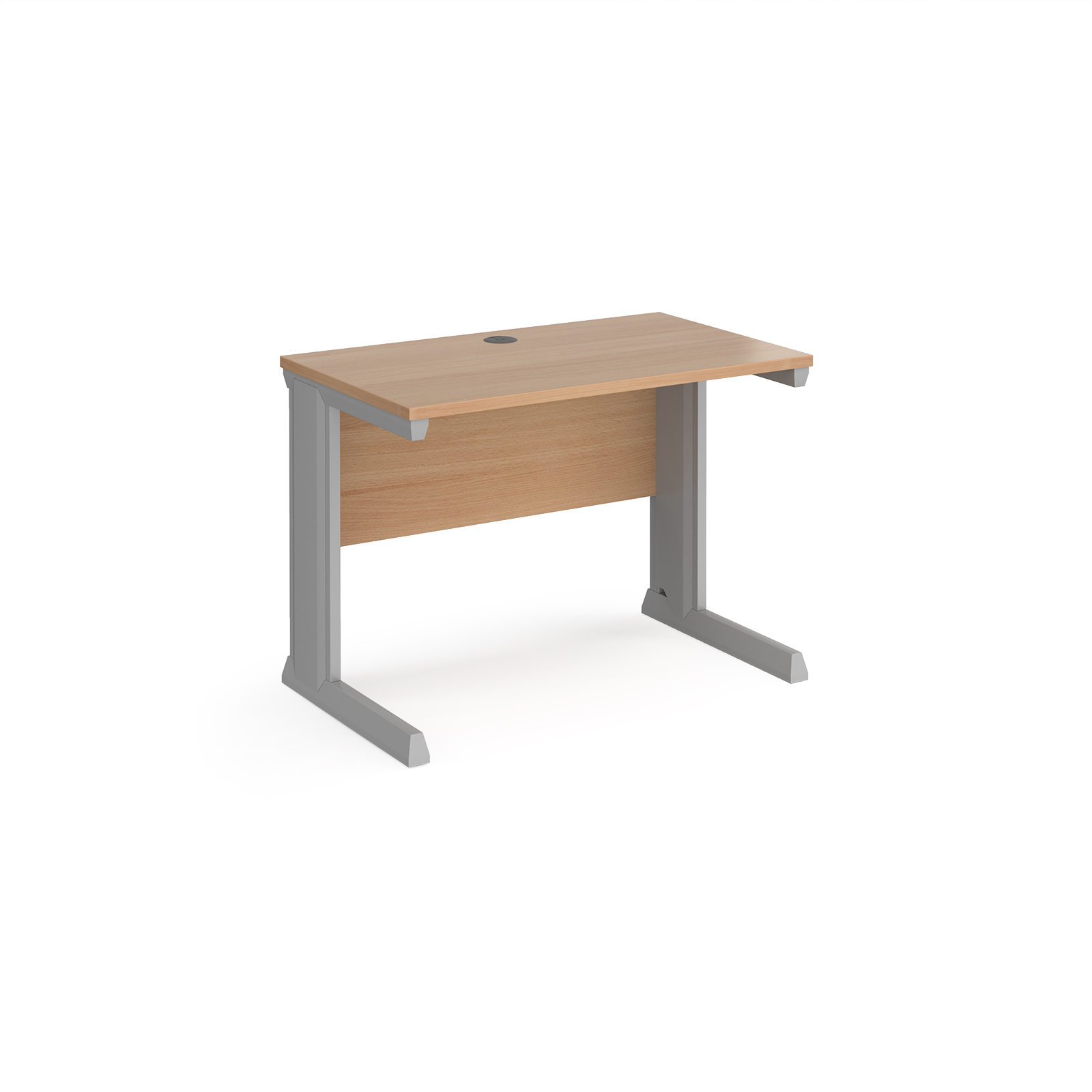 Vivo straight desk 1000mm x 600mm - silver frame, beech top