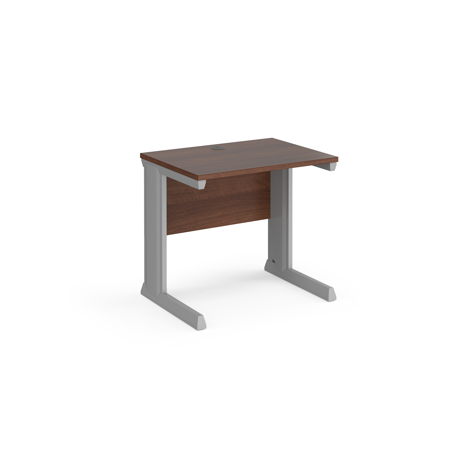 Vivo straight desk 800mm x 600mm - silver frame, Walnut top