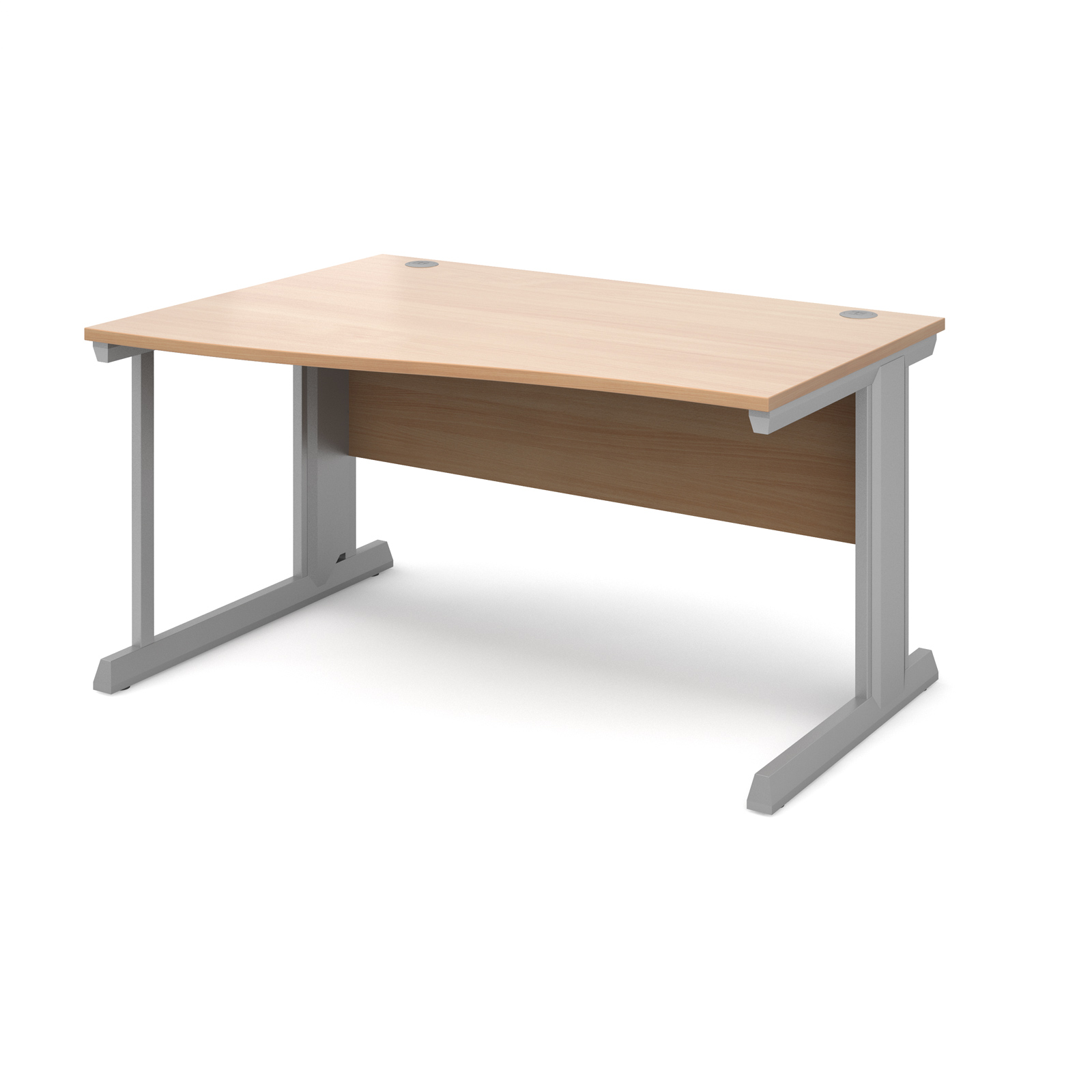 Vivo left hand wave desk 1400mm - silver frame, beech top