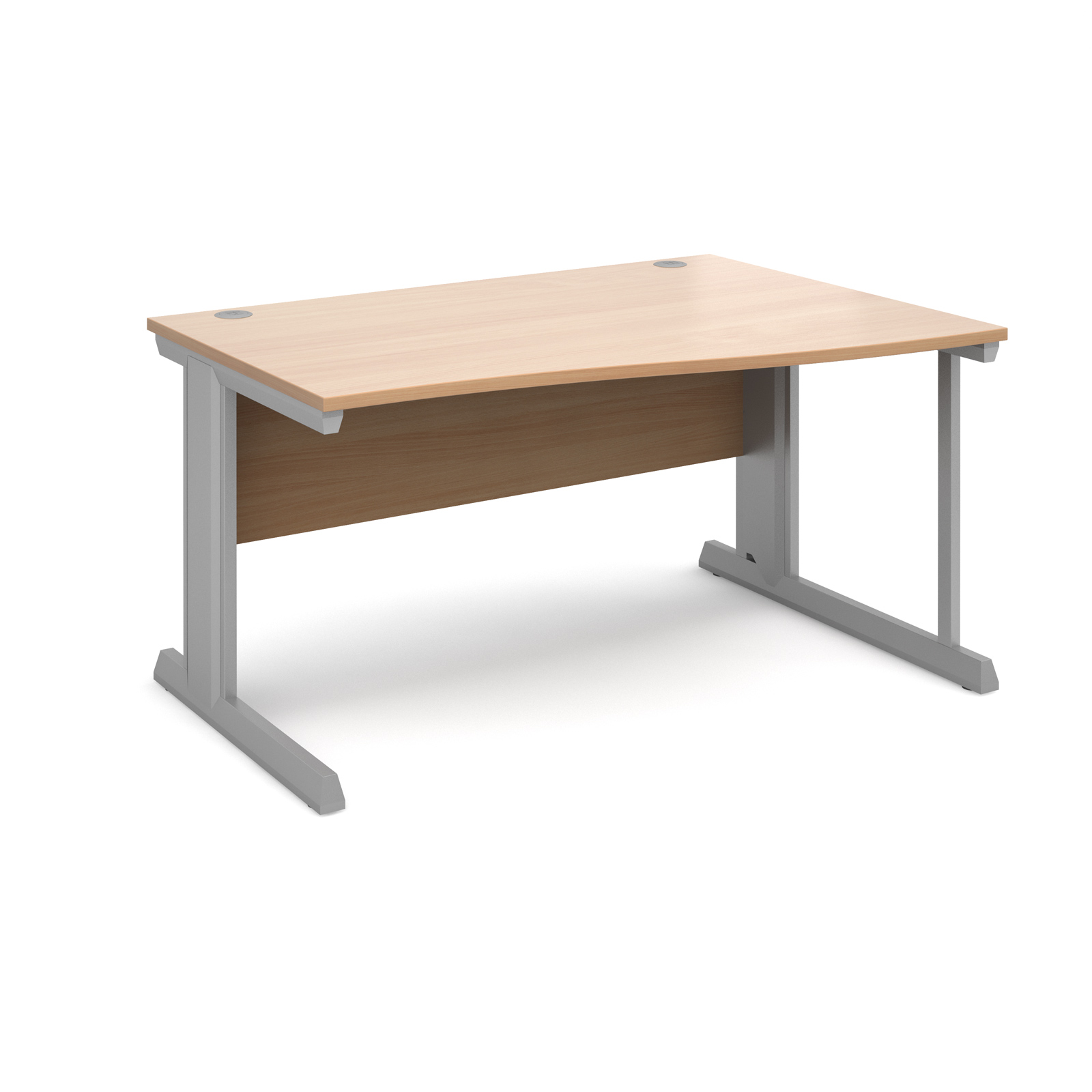 Vivo right hand wave desk 1400mm - silver frame, beech top