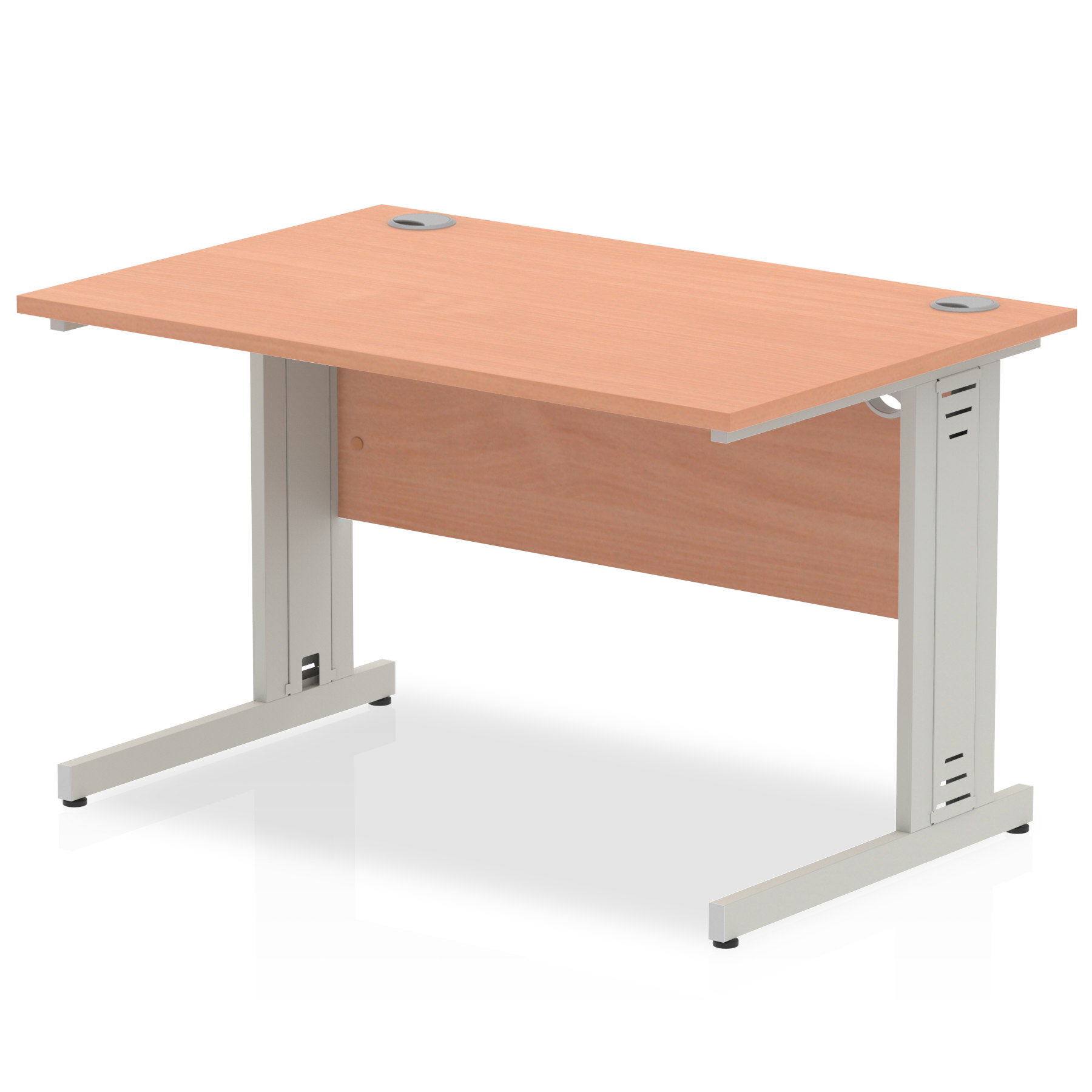 Impulse 1200 x 800mm Straight Desk Beech Top Silver Cable Managed Leg
