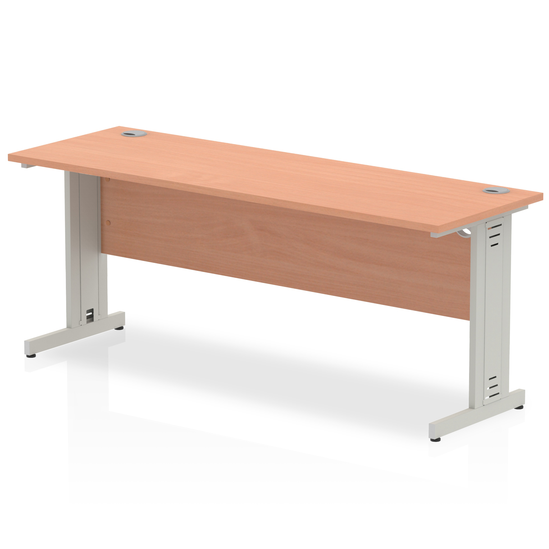 Impulse 1800 x 600mm Straight Desk Beech Top Silver Cable Managed Leg