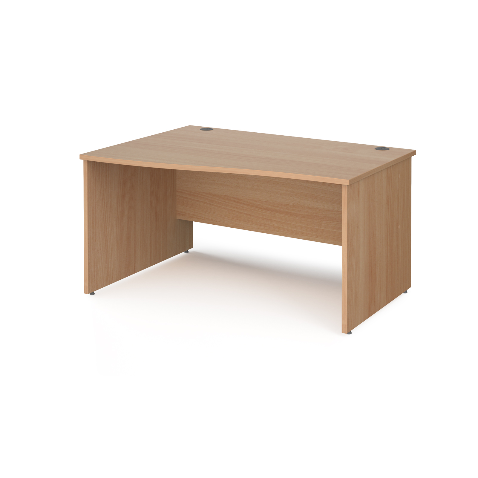 Maestro 25 left hand wave desk 1400mm wide - beech top with panel end leg