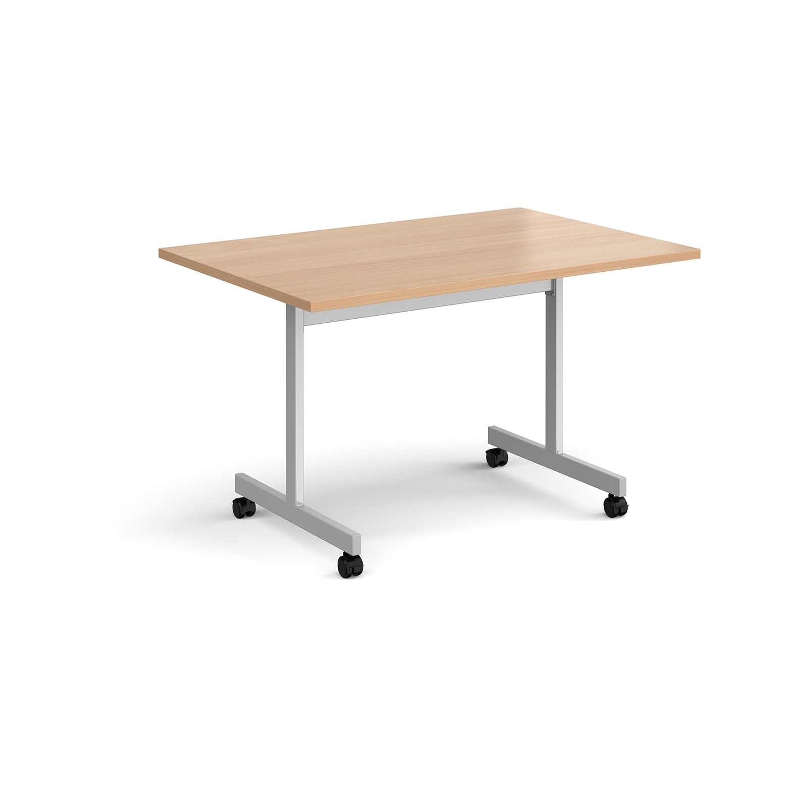 Rectangular fliptop meeting table with silver frame 1200mm x 800mm - beech