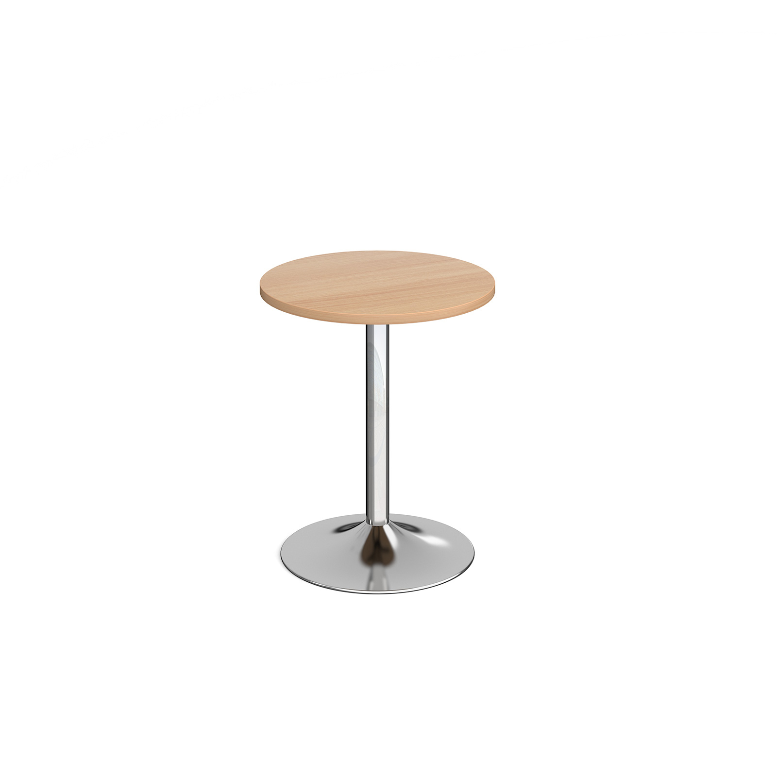 Genoa circular dining table with chrome trumpet base 600mm - beech