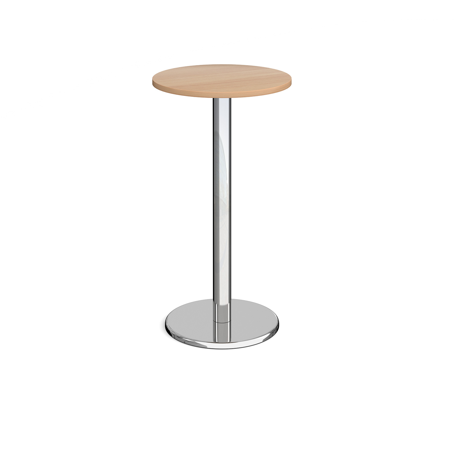 Pisa circular poseur table with round chrome base 600mm - beech